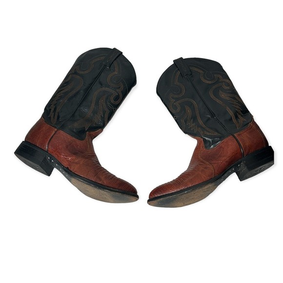 Tony Lama Lizard Western Cowboy exotic Boots Size 10 Black Brown